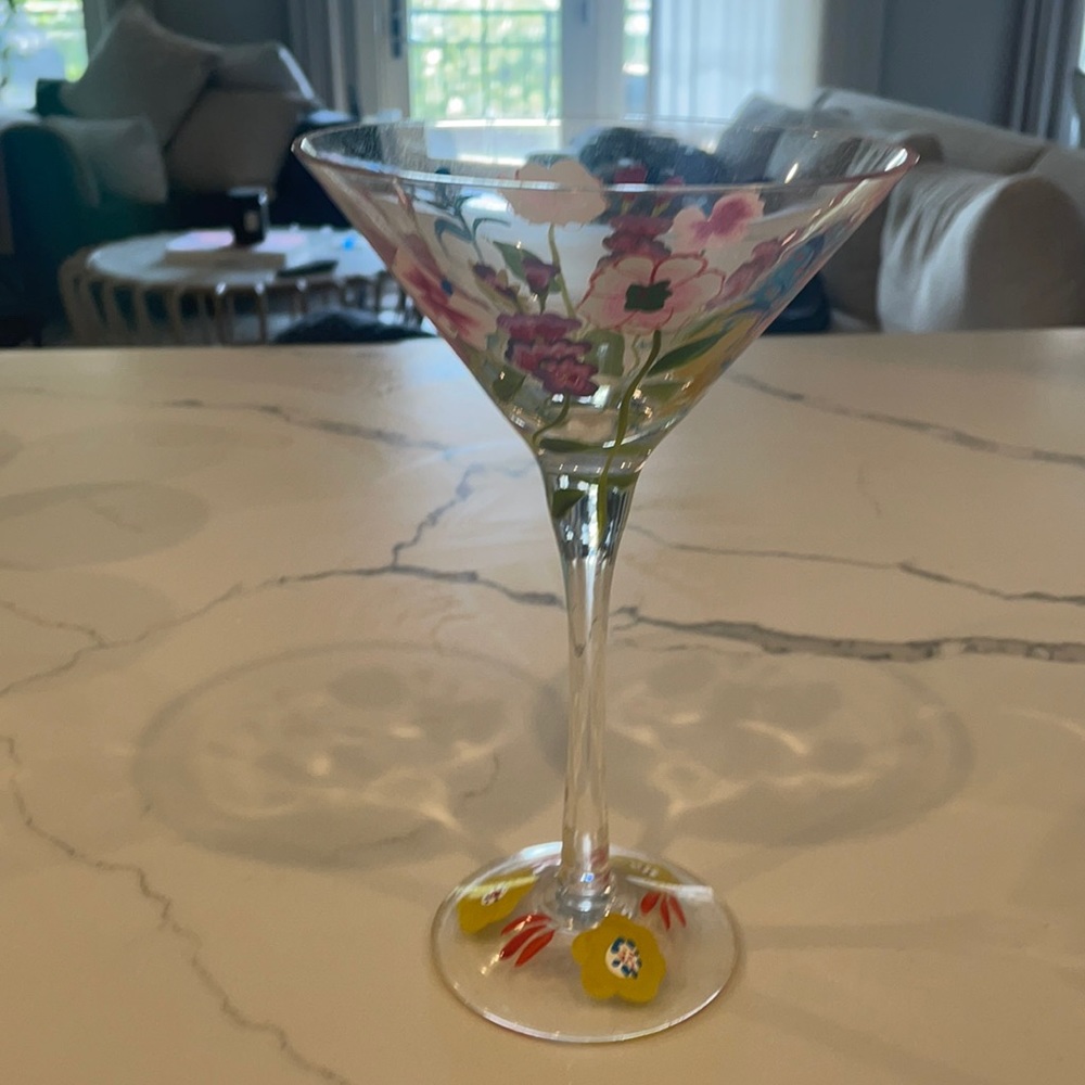 Anthropologie Floral Martini Glass
